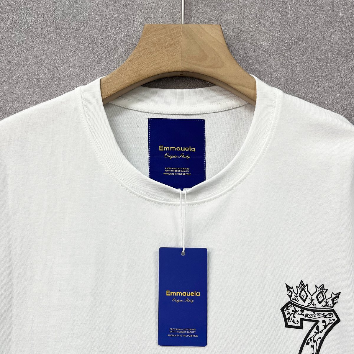 上品・半袖Tシャツ 定価2万◆Emmauela・イタリア・ミラノ発◆コットン100％ 通気 薄手 吸汗 個性 スウェット プルオーバー メンズ 夏服 48_画像4