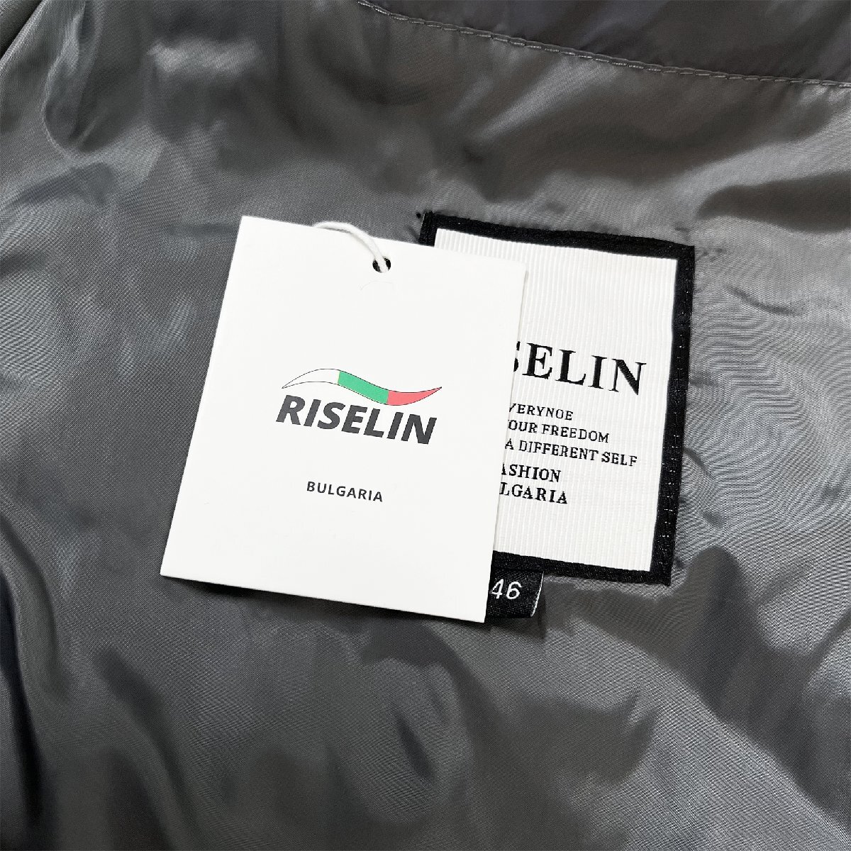 最上級ヨーロッパ製※定価8万◆ブルガリア発※RISELIN ダウンベスト 軽量 防寒対策 無地 フード付き ワンポイント カジュアル M/46サイズ_画像9