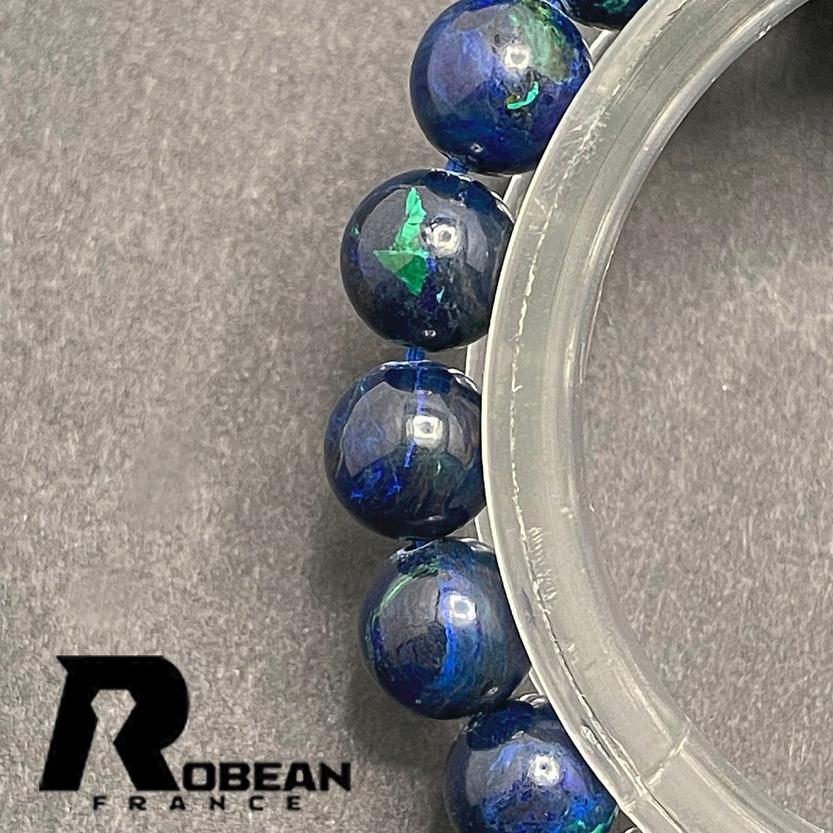 上級 EU製 定価6万円★ROBEAN・ブルークリソコラ★パワーストーン ブレスレット 珪孔雀石 鳳凰石 綺麗 お守り 8.6-9.2mm 1001G1182_画像4