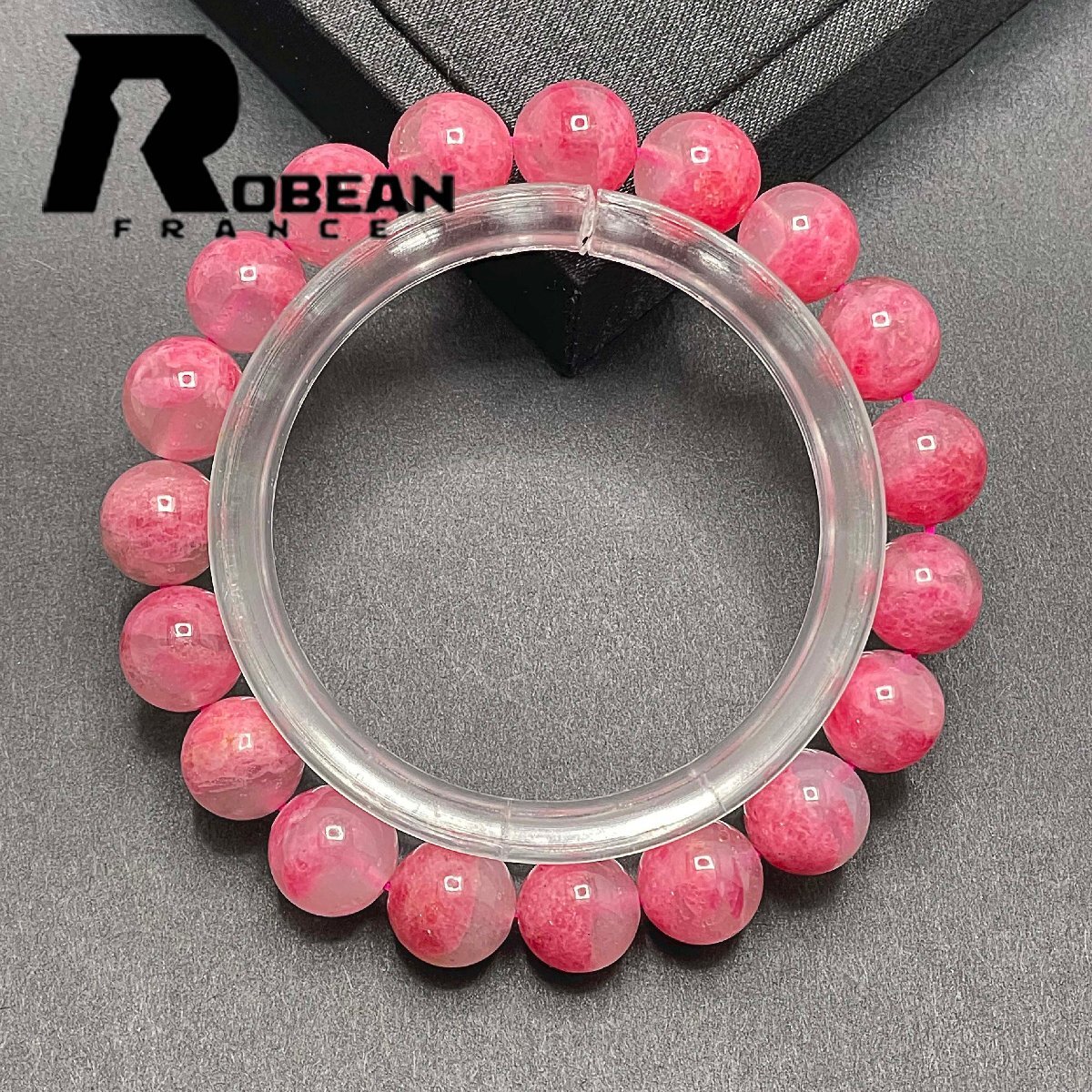 貴重 EU製 定価5万円★ROBEAN・ディープローズクォーツ★ブレスレット パワーストーン 天然石 綺麗 お守り 10.7-11.3mm 1001G1152_画像6