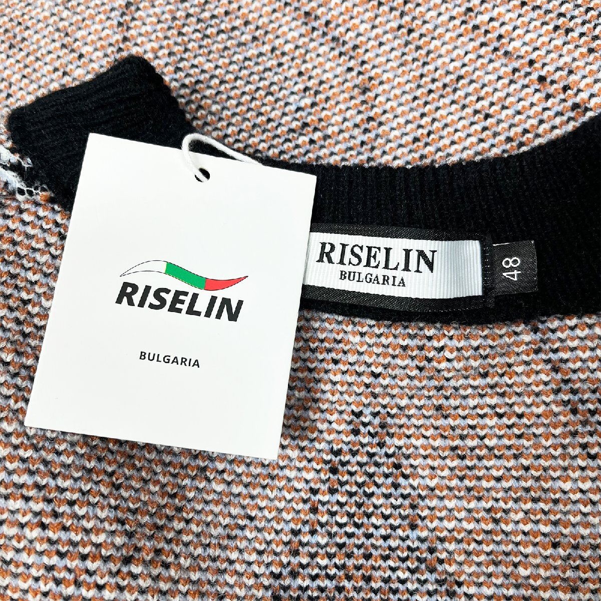 個性ヨーロッパ製※定価5万◆ブルガリア発※RISELIN セーター ウール混 柔らかい 快適 厚手 ニット 防寒 総柄 レトロ 定番 トップス M/46_画像9