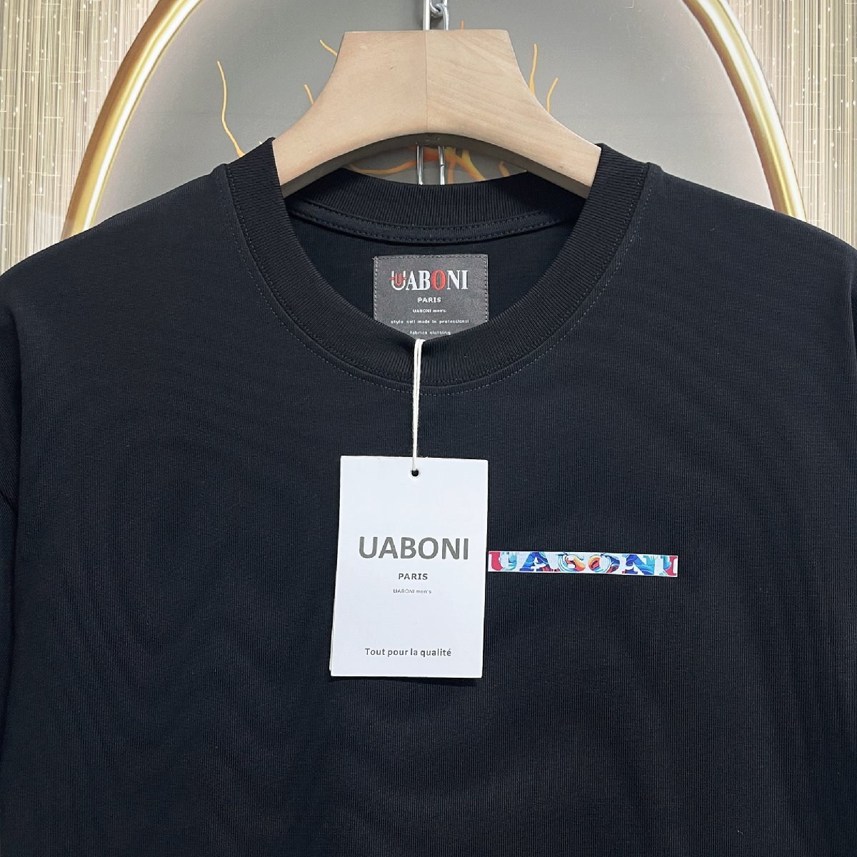 個性EU製＆定価2万◆UABONI*Paris*半袖Tシャツ*ユアボニ*パリ発◆上品 コットン100％ 通気 吸汗 遊び心 カットソー ストリート 夏 M/46_画像3