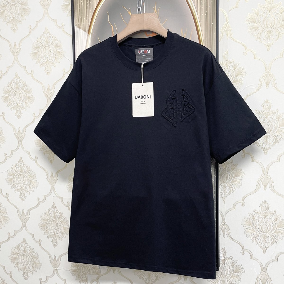 個性EU製＆定価2万◆UABONI*Paris*半袖Tシャツ*ユアボニ*パリ発◆コットン100％ 薄手 伸縮性 ストリート カットソー シンプル メンズ 夏 XL_画像8