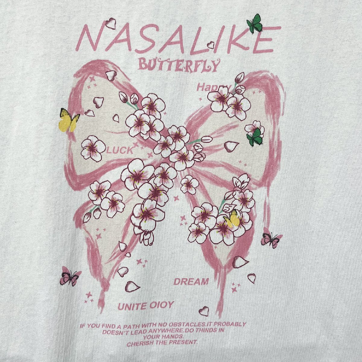 最上級ヨーロッパ製※定価2万◆ブルガリア発※RISELIN 半袖Tシャツ 通気 快適 吸汗 可愛い 花柄 蝶 トップス スウェット キレイめ 夏 L/48_画像3