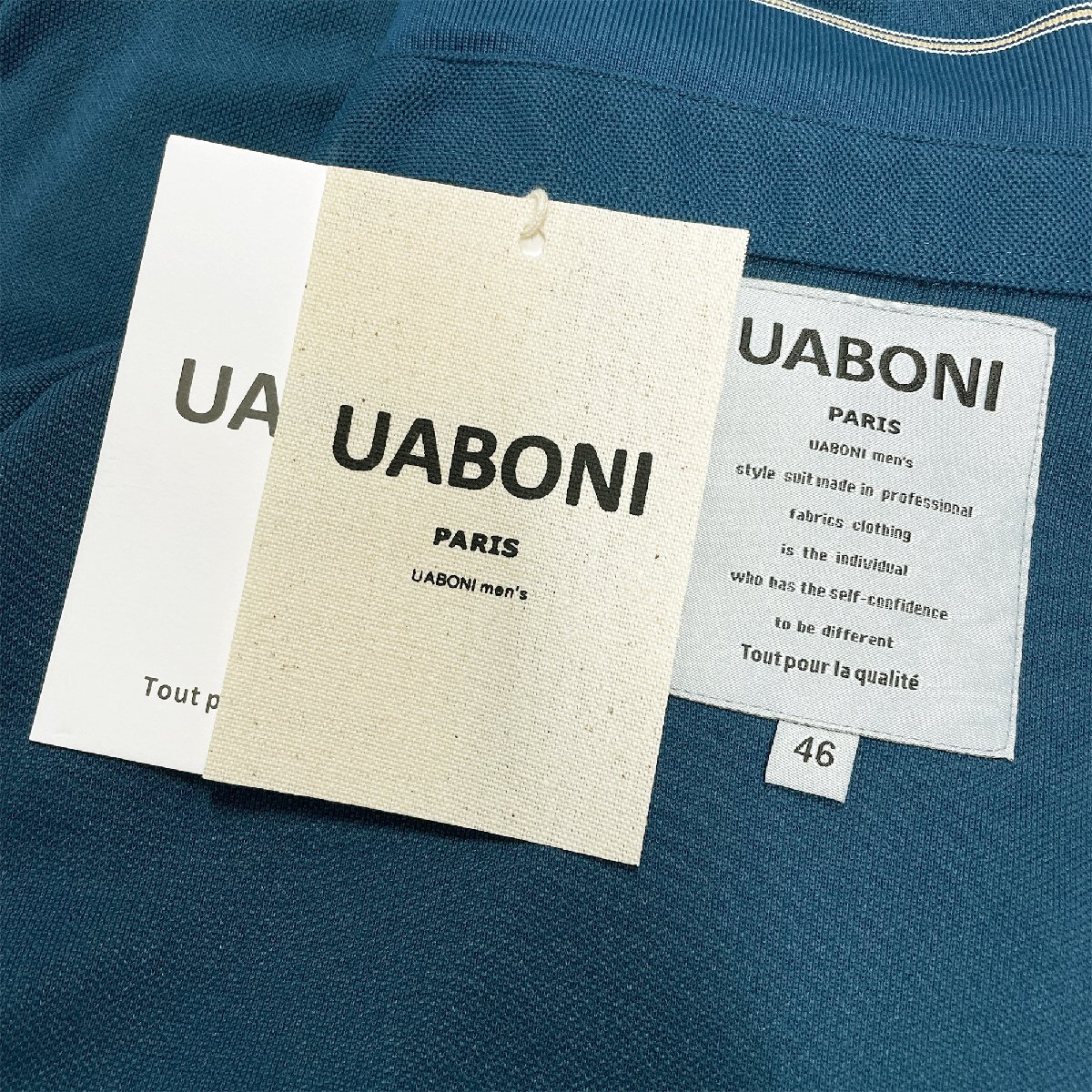 ★★高級EU製＆定価4万◆UABONI*Paris*POLOシャツ*ユアボニ*パリ発◆高級リネン/麻生地 薄手 長袖 ポロシャツ クラウン ゴルフ2XL/52サイズ_画像9