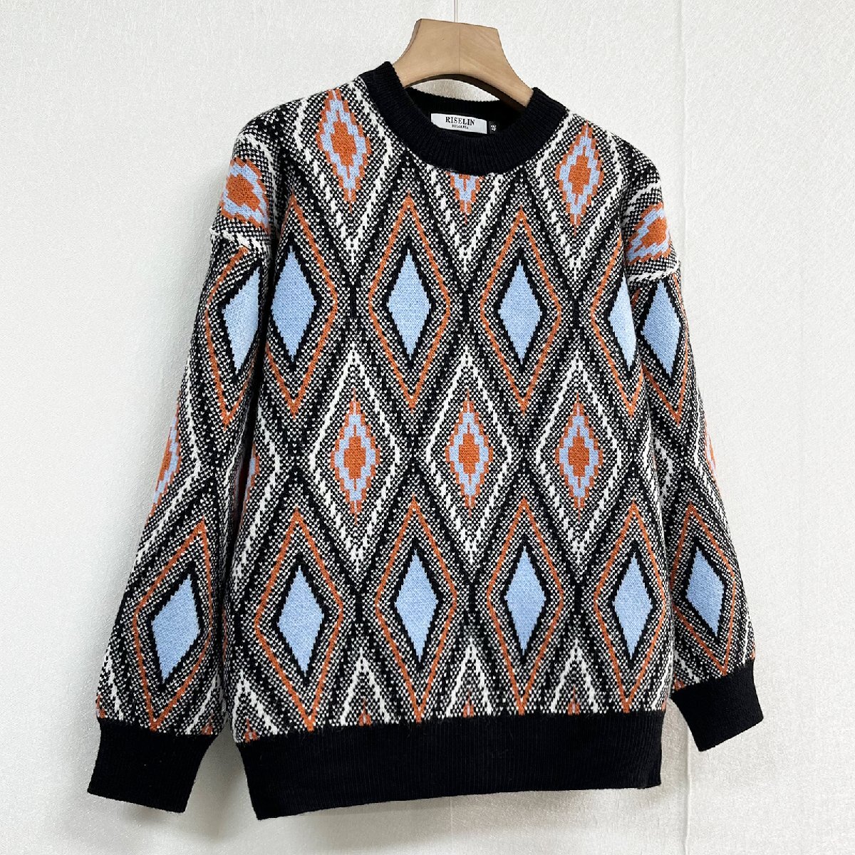  piece . Europe made * regular price 5 ten thousand * BVLGARY a departure *RISELIN sweater wool . soft comfortable thick knitted protection against cold total pattern retro standard tops L/48