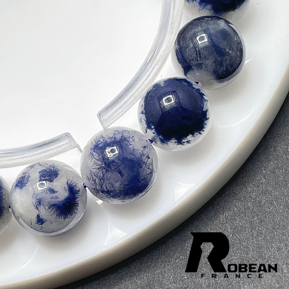 綺麗 EU製 定価8万円★ROBEAN・デュモルチェライトインクォーツ★パワーストーン ブレスレット 天然石 プレゼント 12.4-13.7mm 1001G981_画像6