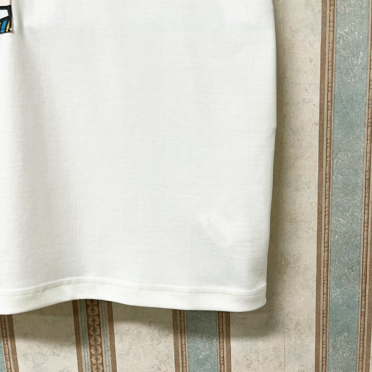 上級 定価2万 FRANKLIN MUSK・アメリカ・ニューヨーク発 半袖Tシャツ 通気 ソフト 快適 イラスト 別布 刺 個性 スウェット 夏 サイズ1_画像6