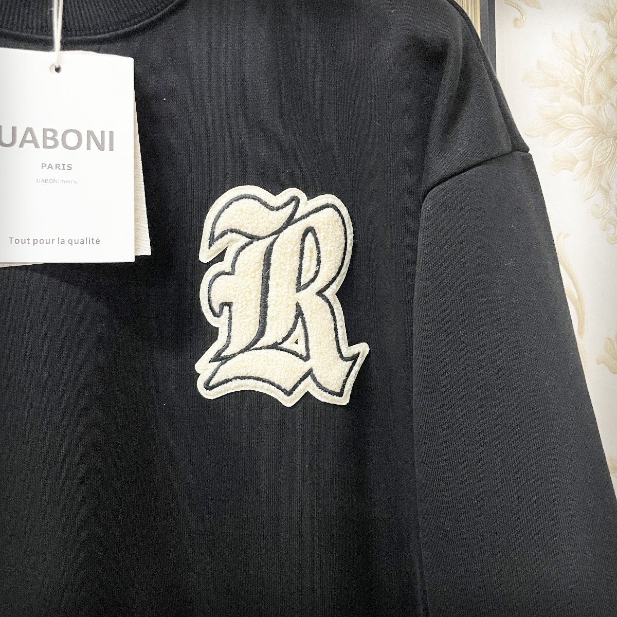 一枚限定EU製＆定価4万◆UABONI*Paris*トレーナー*ユアボニ*パリ発◆米国産コットン100％ ソフト カシューナッツ柄 ict プルオーバー L/48_画像8