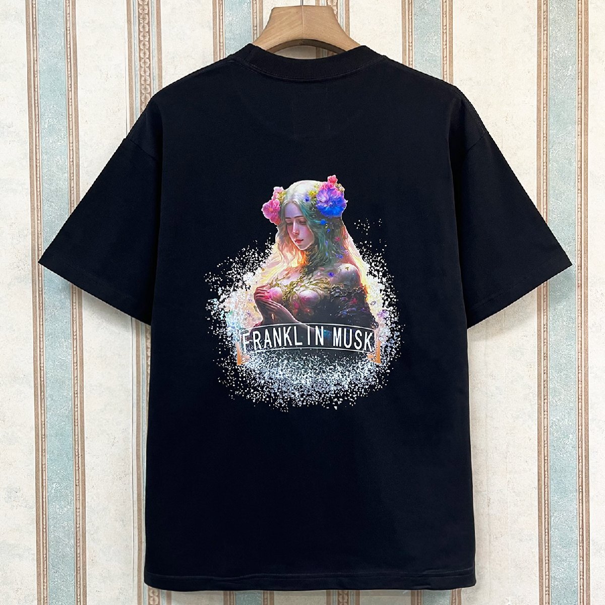 個性 定価2万 FRANKLIN MUSK・アメリカ・ニューヨーク発 半袖Tシャツ 薄手 快適 通気 イラスト カットソー レジャー ユニセックス 夏 2_画像1