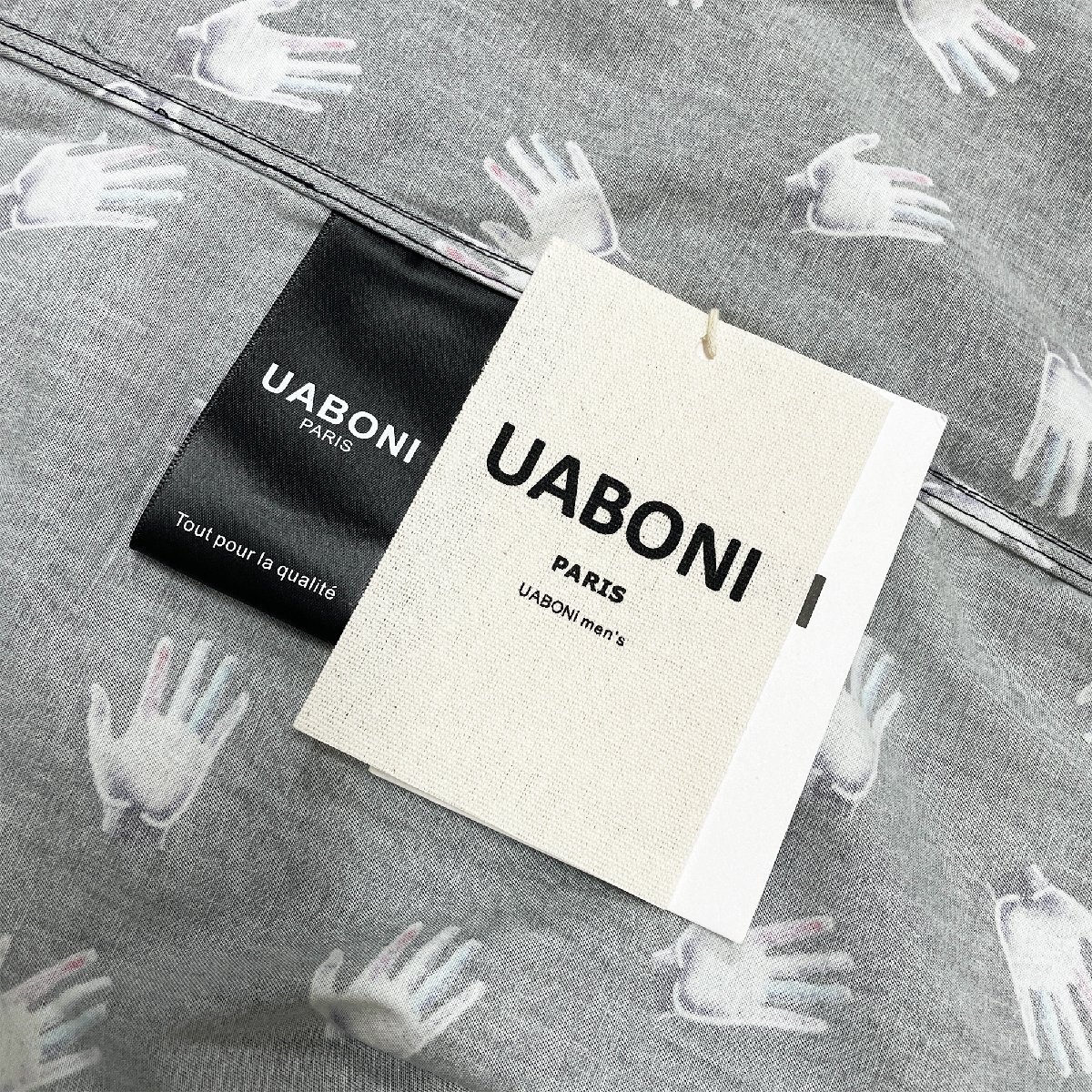 個性EU製＆定価2万◆UABONI*Paris*半袖シャツ*ユアボニ*パリ発◆綿100％ 薄手 通気 総柄 トップス オシャレ 旅行 レジャー 夏服 人気 M/46_画像10