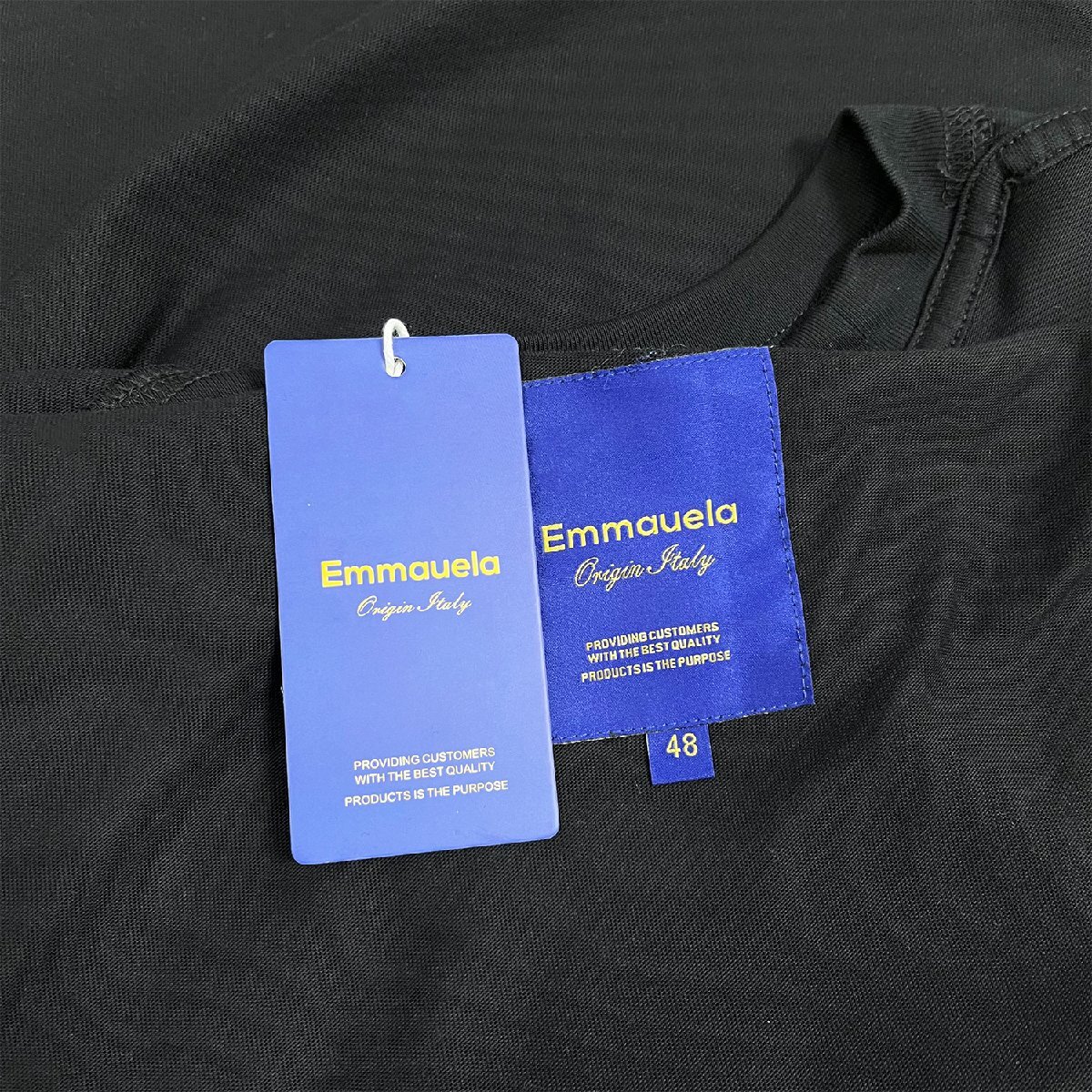 高級・半袖Tシャツ 定価2万◆Emmauela・イタリア・ミラノ発◆コットン 上品 通気 個性 キラキラ ラインストーン カットソー 男女兼用 夏 XL_画像10