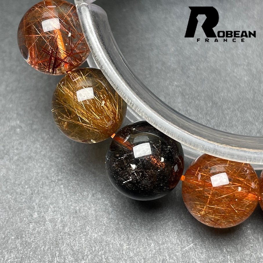  beautiful EU made regular price 11 ten thousand jpy *ROBEAN* Brown rutile quartz * bracele Power Stone natural stone beautiful luck with money amulet 12.3-12.7mm Z1001G1596