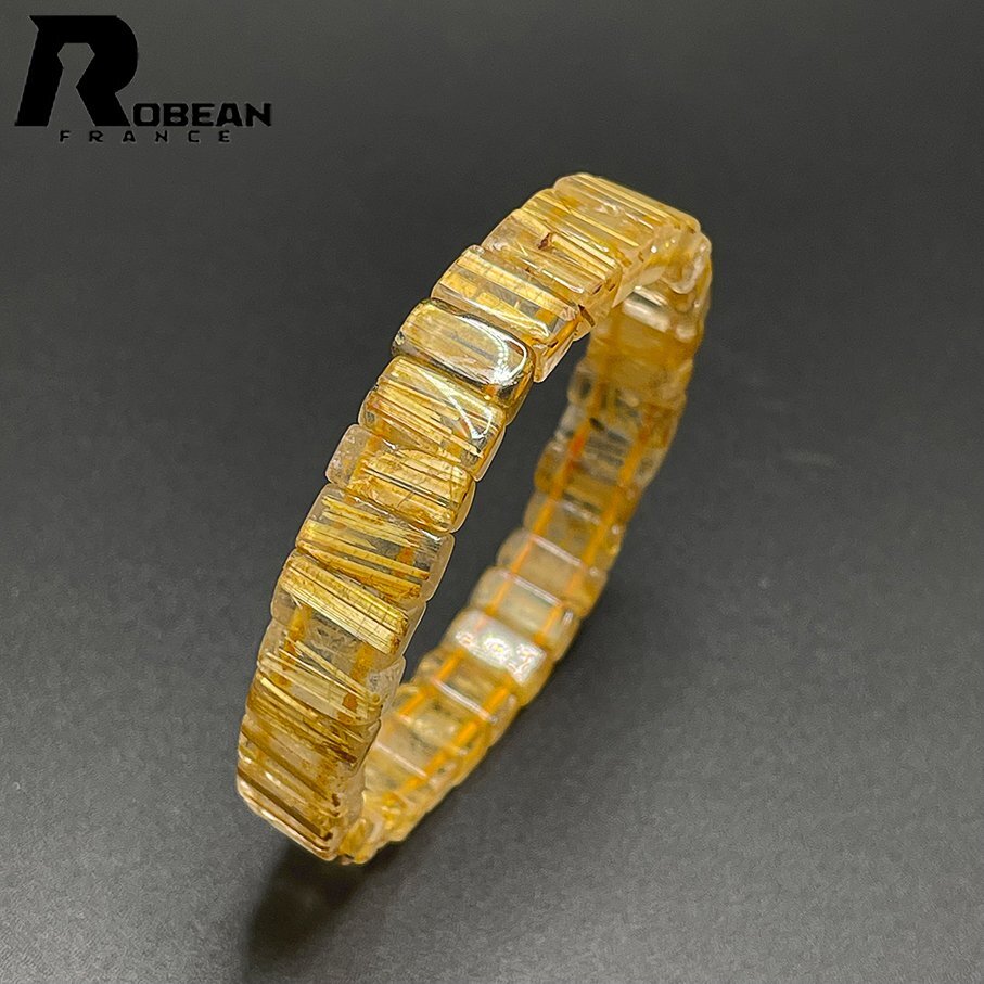  high class EU made regular price 8 ten thousand jpy *ROBEAN* Taichi n rutile bangle * yellow gold needle crystal bracele Power Stone luck with money amulet 10.2*5.2mm 1008J361