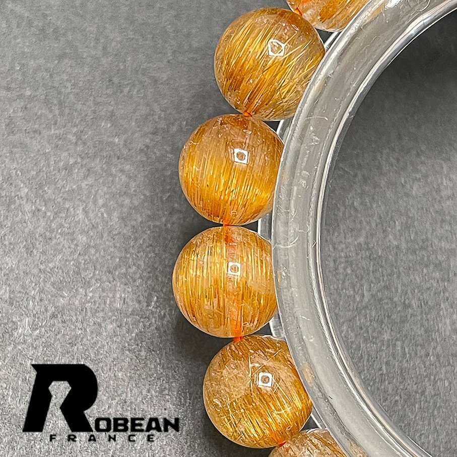 夢色 EU製 定価7万円★ROBEAN・銅髪ルチルクォーツ★ブレスレット パワーストーン 天然石 金運 お守り ギフト 9.5-10mm 1001G1255の画像5