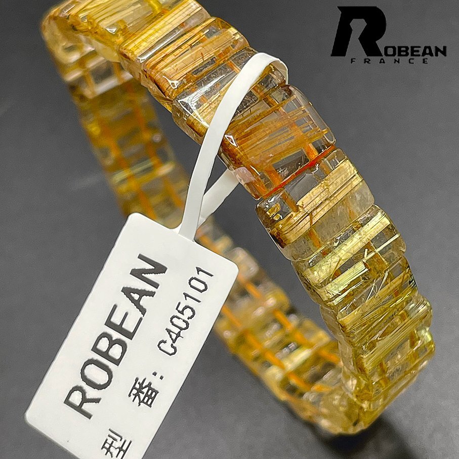 夢色 EU製 定価11万円★ROBEAN・タイチンルチルバングル★黄金針水晶 ブレスレット パワーストーン 金運 お守り 10.7*7*5.7mm C405101_画像7