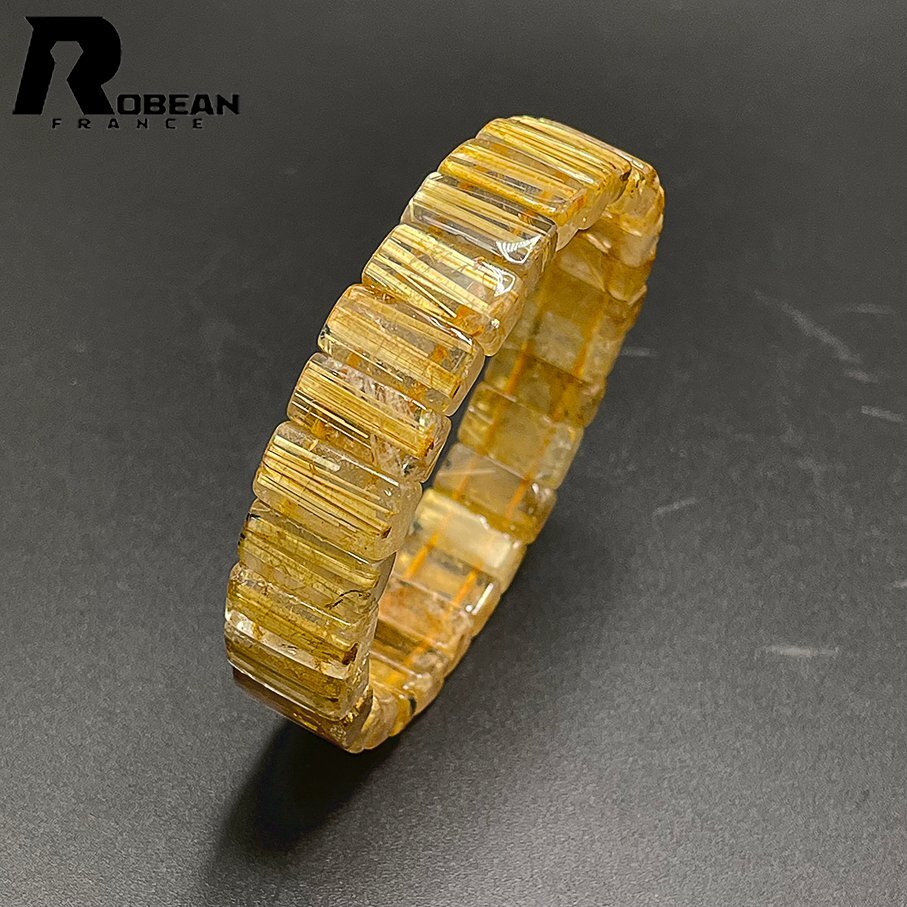  valuable EU made regular price 17 ten thousand jpy *ROBEAN* Taichi n rutile bangle * yellow gold needle crystal bracele Power Stone luck with money amulet 14*6.9*5.2mm C408128