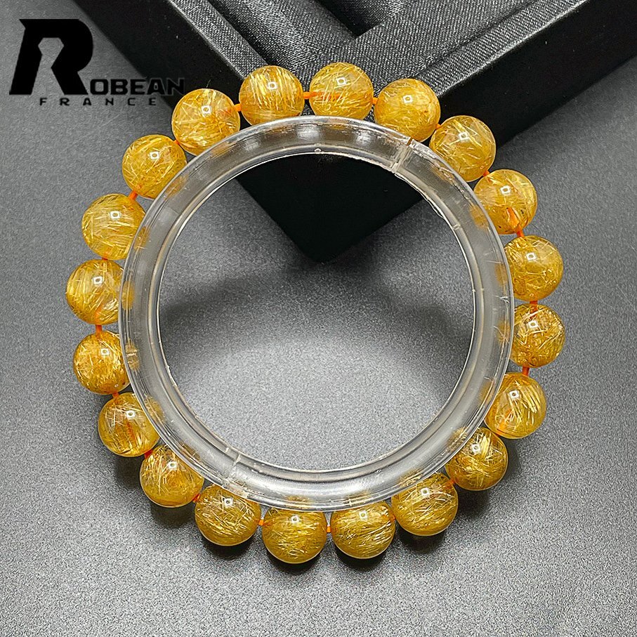  excellent article EU made regular price 10 ten thousand jpy *ROBEAN* ultimate! ultimate full needle rutile quartz * bracele Power Stone natural stone beautiful luck with money amulet 9.6-10.2mm 1001G776