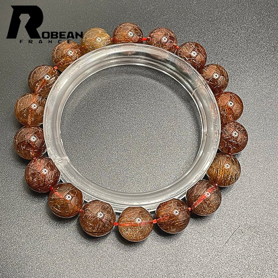 逸品 EU製 定価6万円★ROBEAN・ブラウンルチルクォーツ★ブレスレット パワーストーン 天然石 綺麗 金運 お守り 10.7-11.3mm 1001G738_画像3