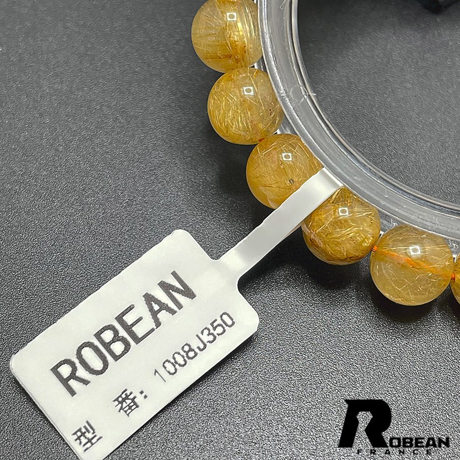 上級 EU製 定価5万円★ROBEAN・タイチンルチル★黄金針水晶 ゴールド ブレスレット 九星開運 天然石 金運 お守り 8.9-9.2mm 1008J350の画像6