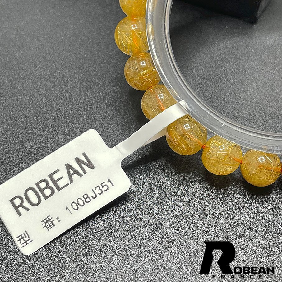 逸品 EU製 定価5万円★ROBEAN・タイチンルチル★黄金針水晶 金運 幸運 ゴールド ブレスレット パワーストーン 綺麗 7.8-8.3mm 1008J351_画像6