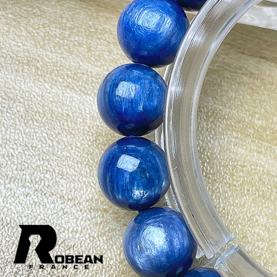 絶賛 EU製 定価5万円★ROBEAN・カイヤナイト★パワーストーン ブレスレット アクセサリー 天然石 原石 お守り 高級 10-10.6mm 1001G050_画像3