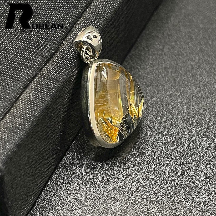 貴重 EU製 定価10万円★ROBEAN・太陽花タイチンルチル・ペンダント★黄金針水晶 金運 ゴールド パワーストーン 18.9*19.8*8.2mm 1008J294_画像4