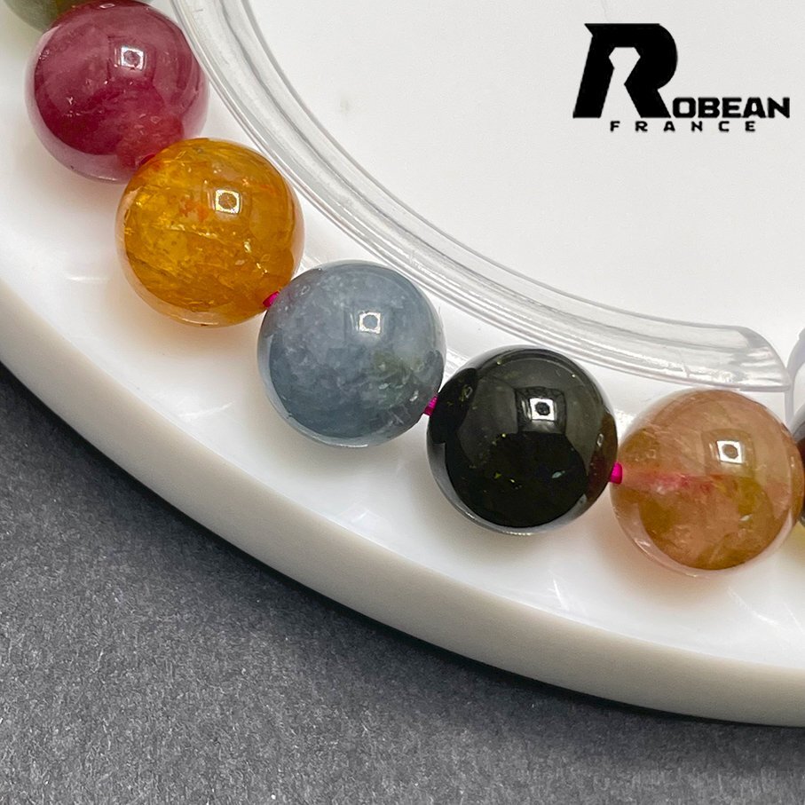 上品 EU製 定価8万円★ROBEAN・ウォーターメロントルマリン★ブレスレット パワーストーン 天然石 綺麗 約8.9-9.2mm Z1001G1630_画像4