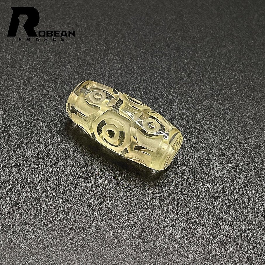 貴重 EU製 定価5万円★ROBEAN・チベット天珠・シトリンファントム★パワーストーン アクセサリー 天然石 金運 約29.8*14.1mm 1008J306_画像4