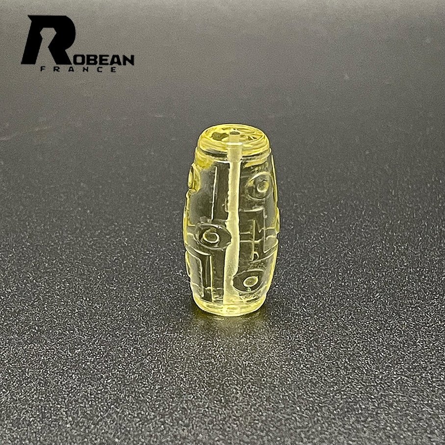 絶賛 EU製 定価5万円★ROBEAN・チベット天珠・シトリンファントム★パワーストーン アクセサリー 天然石 金運 約30.3*15.7mm 1001G1465_画像2