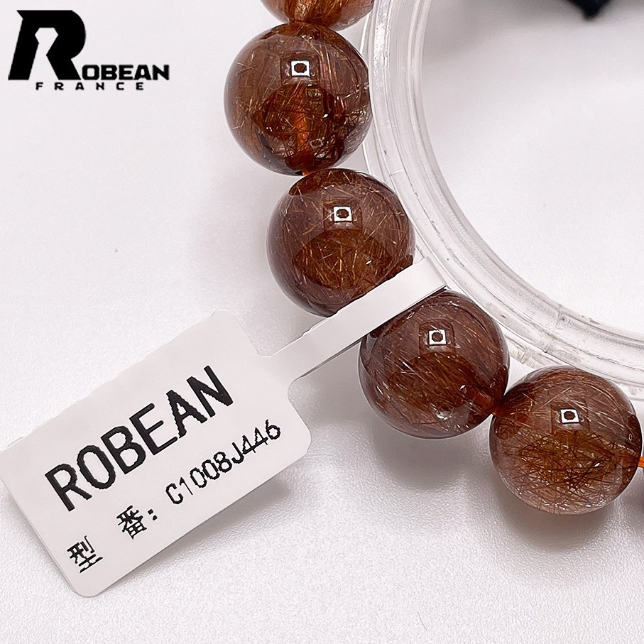 綺麗 EU製 定価14万円★ROBEAN・ブラウンルチルクォーツ★ブレスレット パワーストーン 天然石 綺麗 金運 お守り 12.9-13.7mm C1008J446_画像8