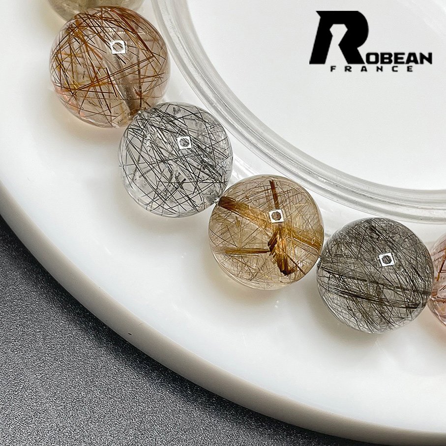 レア EU製 定価7万円★ROBEAN・シルバールチル カラフル★パワーストーン ブレスレット 銀針水晶 天然石 原石 綺麗 12-12.6mm 1001G739の画像5