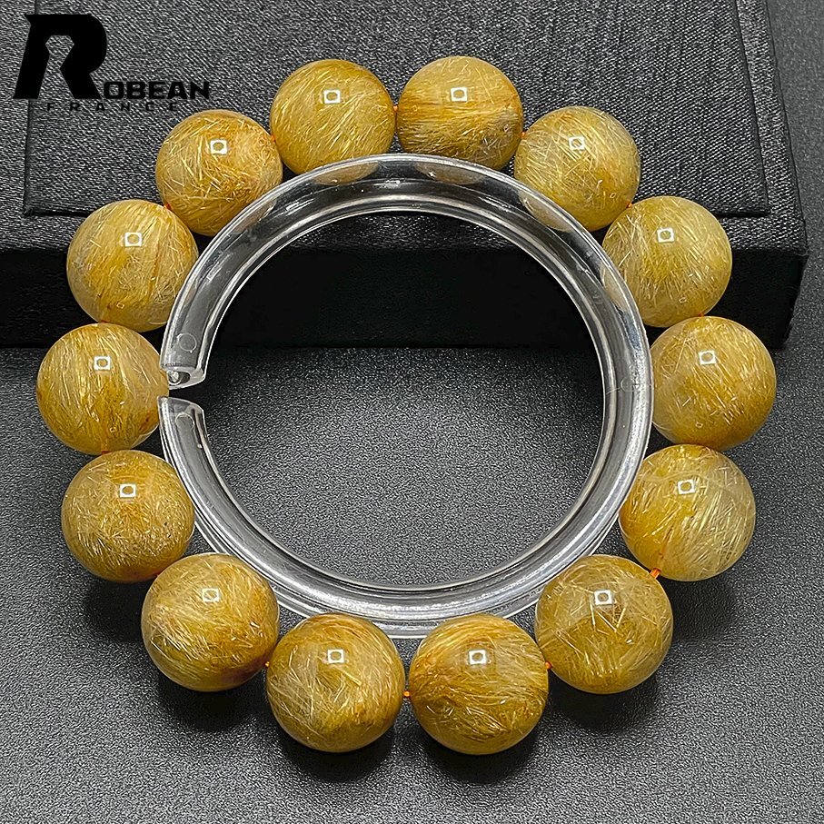  excellent article EU made regular price 26 ten thousand jpy *ROBEAN* ultimate! ultimate full needle rutile quartz * bracele Power Stone natural stone beautiful luck with money amulet 14.9-15.6mm C415192