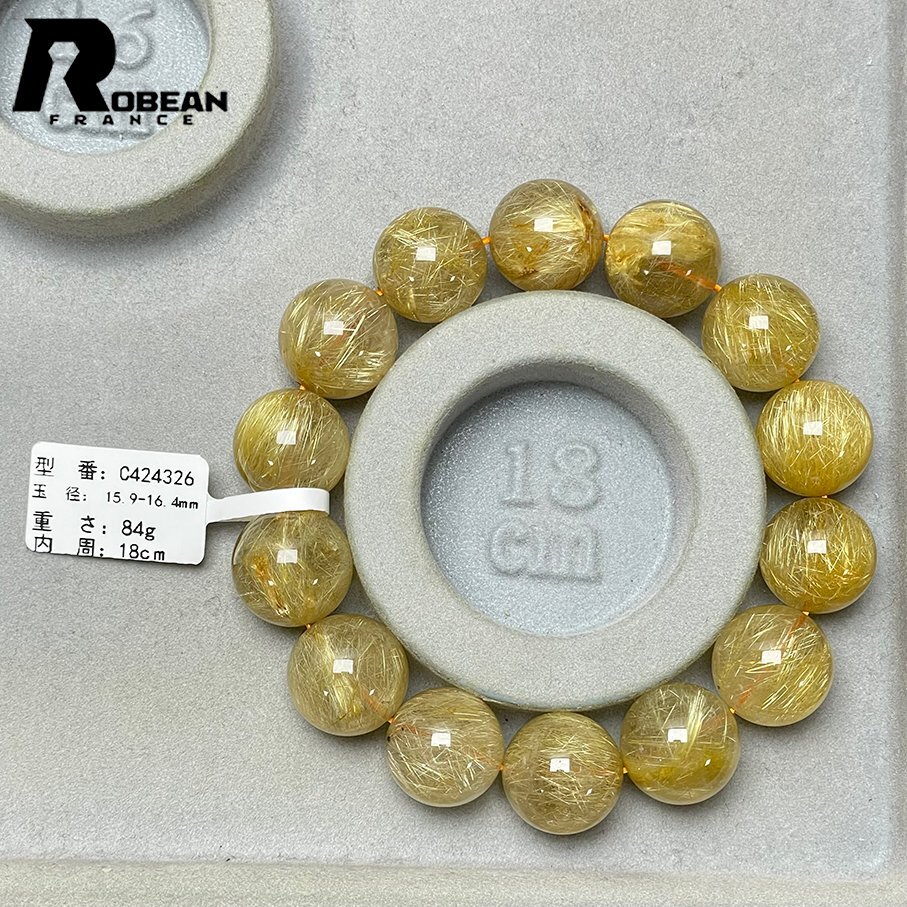 ..EU производства обычная цена 21 десять тысяч иен *ROBEAN* высшее! высшее полный игла рутил кварц * браслет Power Stone натуральный камень красивый удача в деньгах амулет 15.9-16.4mm C424326