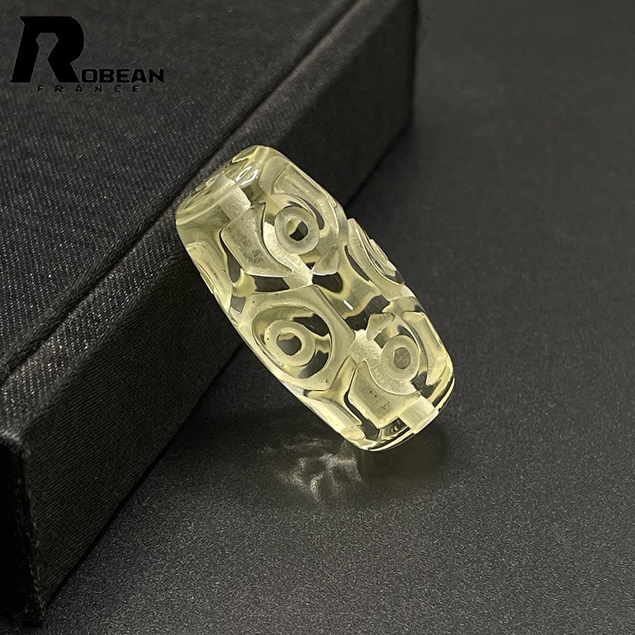 上品 EU製 定価5万円★ROBEAN・チベット天珠・シトリンファントム★パワーストーン アクセサリー 天然石 金運 約29.7*14.7mm C408126_画像4