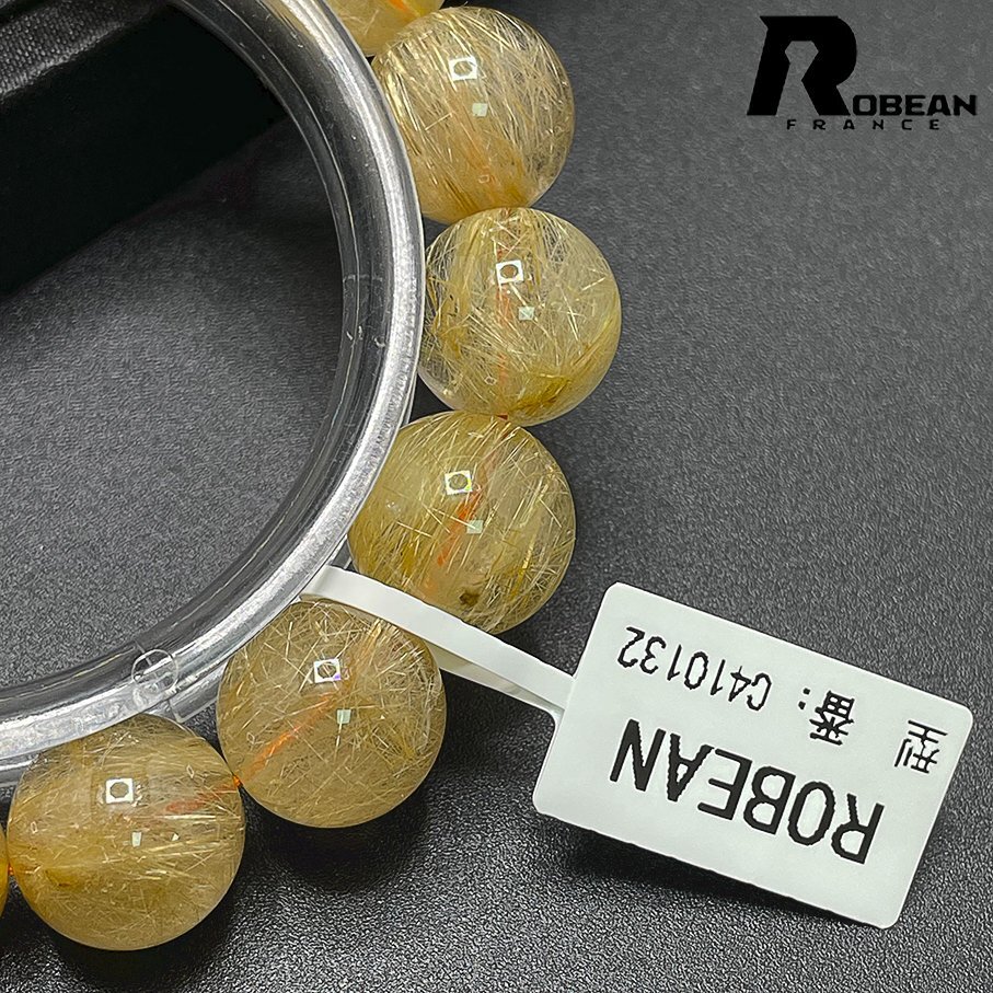  красивый EU производства обычная цена 14 десять тысяч иен *ROBEAN* высшее! высшее полный игла рутил кварц * браслет Power Stone натуральный камень красивый удача в деньгах амулет 13.8-14.4mm C410132