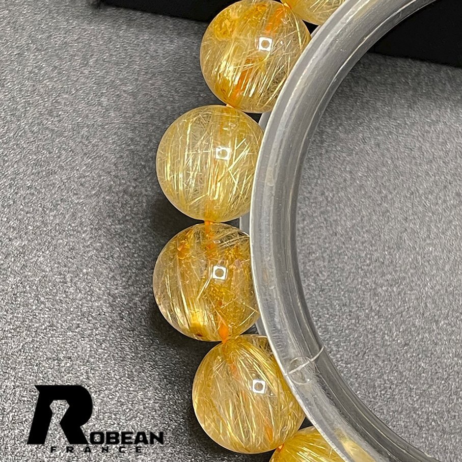 高級 EU製 定価14万円★ROBEAN・タイチンルチル★黄金針水晶 ゴールド ブレスレット 九星開運 天然石 金運 お守り 11-11.6mm 1001G1504_画像5