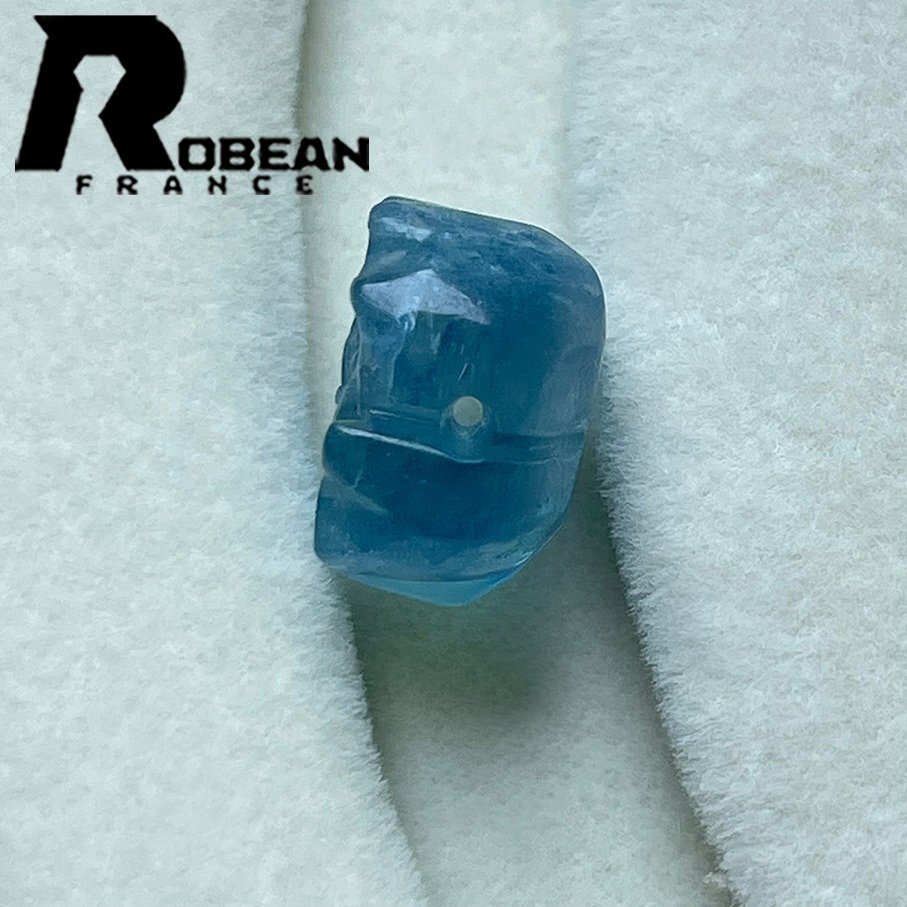 上級 EU製 定価5万円★ROBEAN・ブルーグリーンアクアマリン★パワーストーン アクセサリー 天然石 手彫り牡丹 ギフト 約12.3*8mm 1002H072_画像5