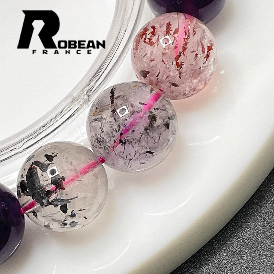 貴重 EU製 定価9万円★ROBEAN・スーパーセブン★パワーストーン ブレスレット 天然石 原石 お守り プレゼント 11.6-12.2mm 1001G653_画像4