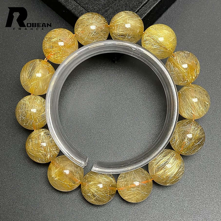  high grade EU made regular price 51 ten thousand jpy *ROBEAN* ultimate! ultimate full needle rutile quartz * bracele Power Stone natural stone beautiful luck with money amulet 16-16.7mm M426035