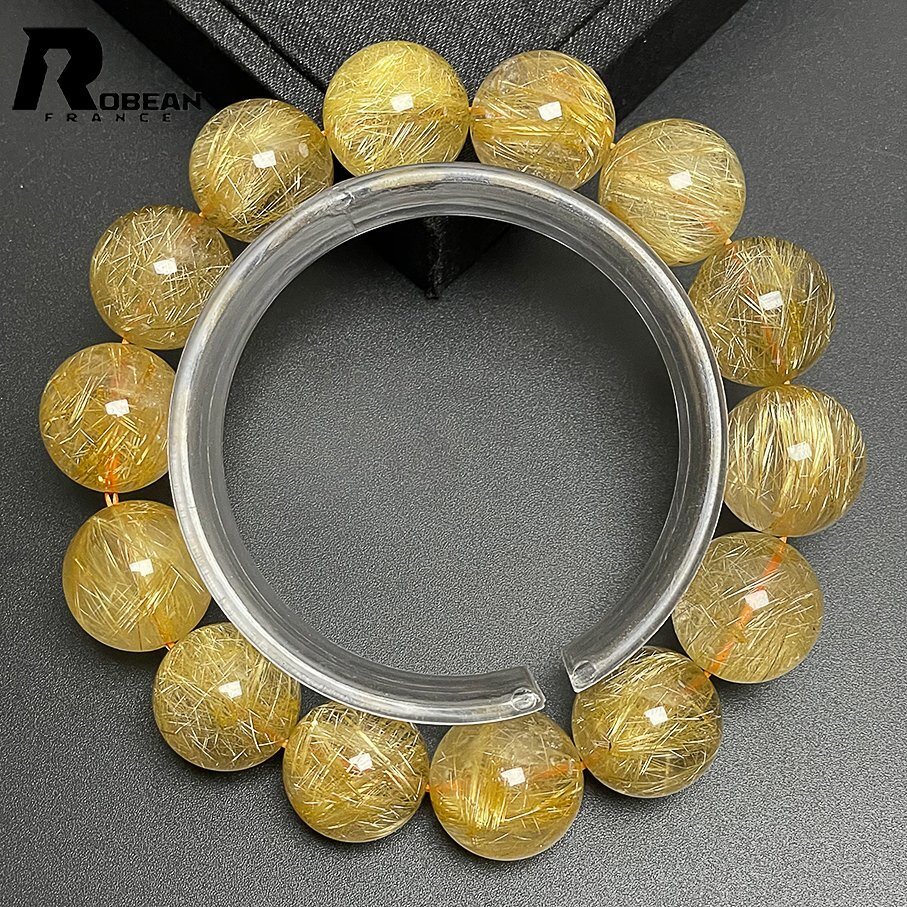  high grade EU made regular price 51 ten thousand jpy *ROBEAN* ultimate! ultimate full needle rutile quartz * bracele Power Stone natural stone beautiful luck with money amulet 16-16.7mm M426035