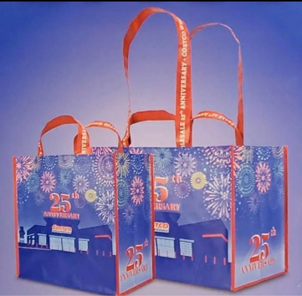 コストコ 『 25周年　限定記念 ショッピングバッグ』 2枚パック エコバッグ　ショッピングバッグ ボックス型 大容量