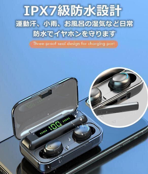 【最新・送料無料】Bluetooth イヤホン ワイヤレスイヤホン 自動ペアリング 防水 イヤフォン 高音質 IPX7 HIFI iphone 5.3 完全の画像4