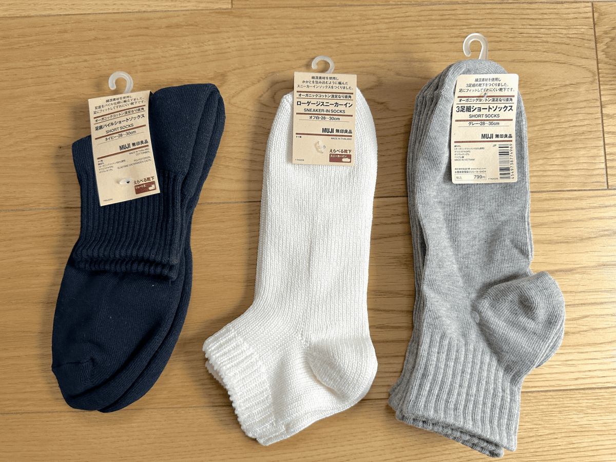  бесплатная доставка не использовался MUJI носки комплект продажа комплектом 28cm~30cm черный белый серый Muji Ryohin носки чёрный / белый / пепел 