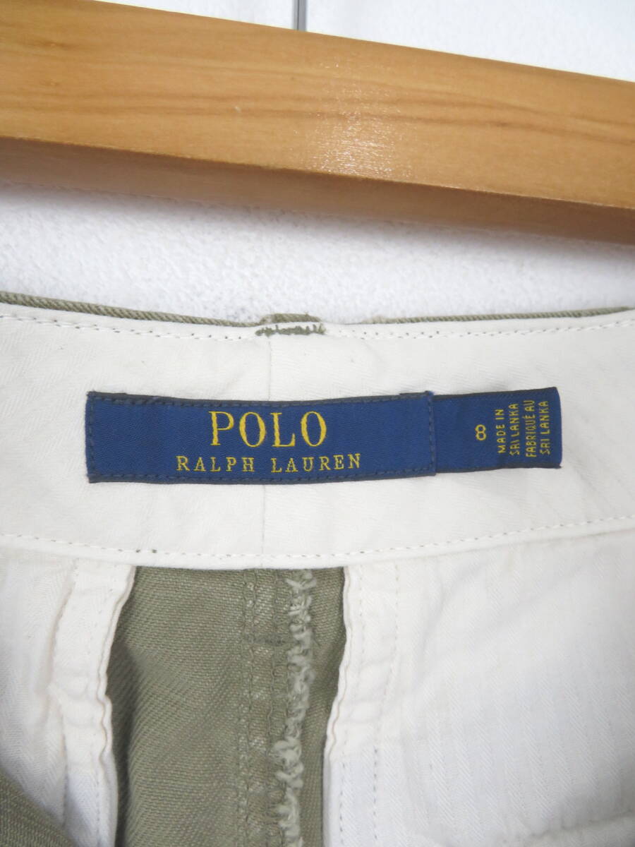 ポロ ラルフローレン ★ レディース クロップド チノパン 8 ★ POLO RALPH LAUREN パンツ ベージュ 古着 ワイド ルーズ ボーイフレンド_画像9