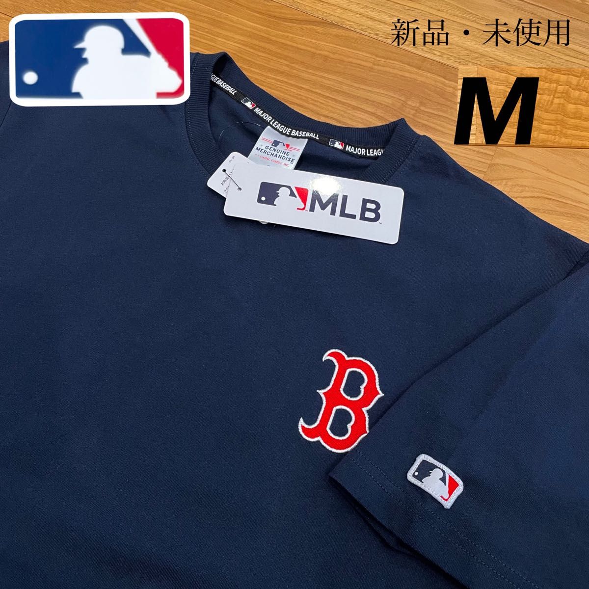 【M】MLB公式 ボストン・レッドソックス　綿100% ロゴ刺繍　半袖Tシャツ●メンズ　吉田正尚