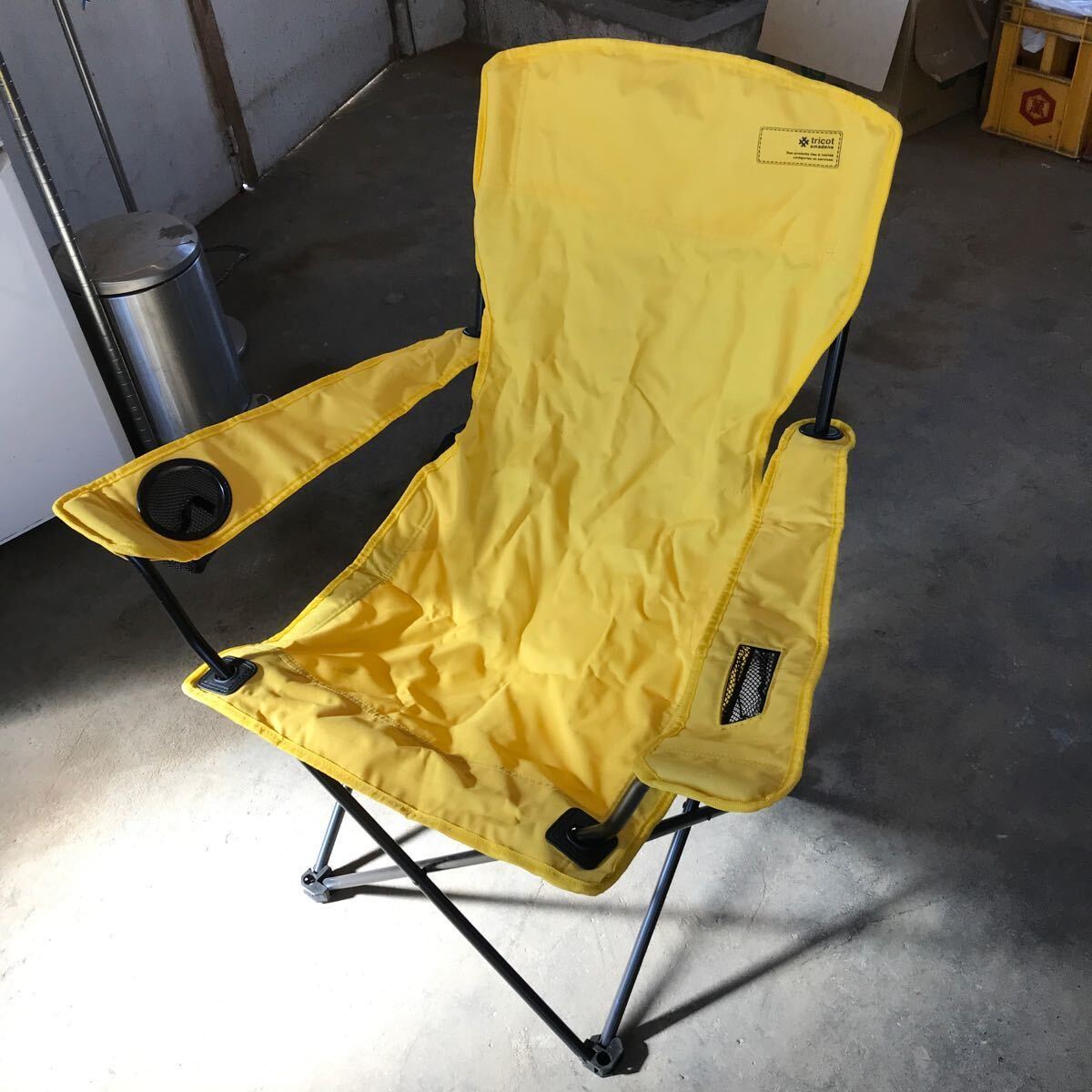 tricot amadana トリコアマダナ 折りたたみ椅子 黄色 イエロー イス アウトドア チェア キャンプ_画像1