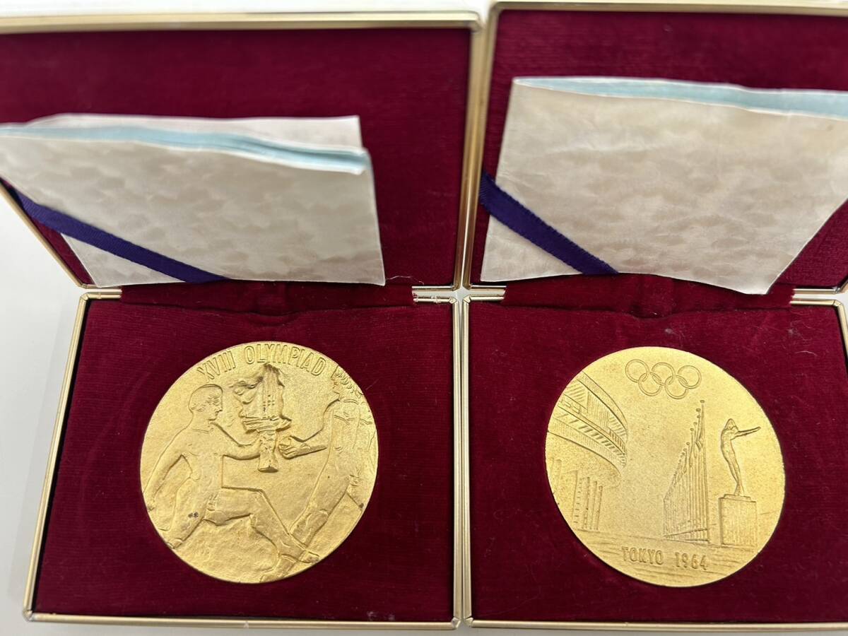 1964年 オリンピック東京大会 日本陸上競技後援会記念 メダル 丹銅金メッキ 3点セット オリンピックの画像2