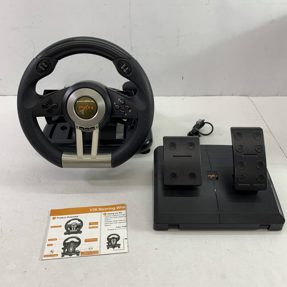 (26269)=[1 jpy ~]PXN steering wheel controller V3Ⅱ racing wheel PXN-V3 Pro [USB/ pedal attached / box less .] secondhand goods 