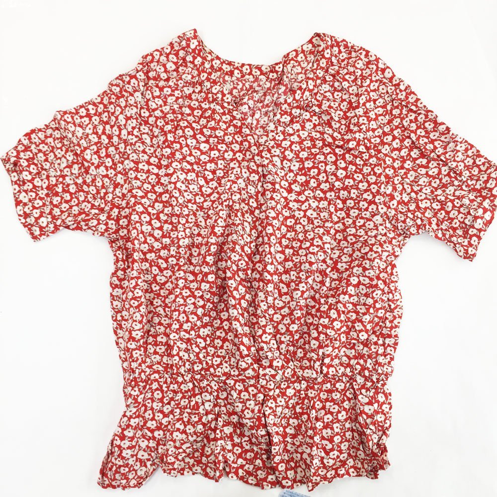 * прекрасный товар MACPHEE McAfee Tomorrowland короткий рукав цветочный принт блуза женский 38 красный × белый искусственный шелк 12-01-22-01341 1BA/90077